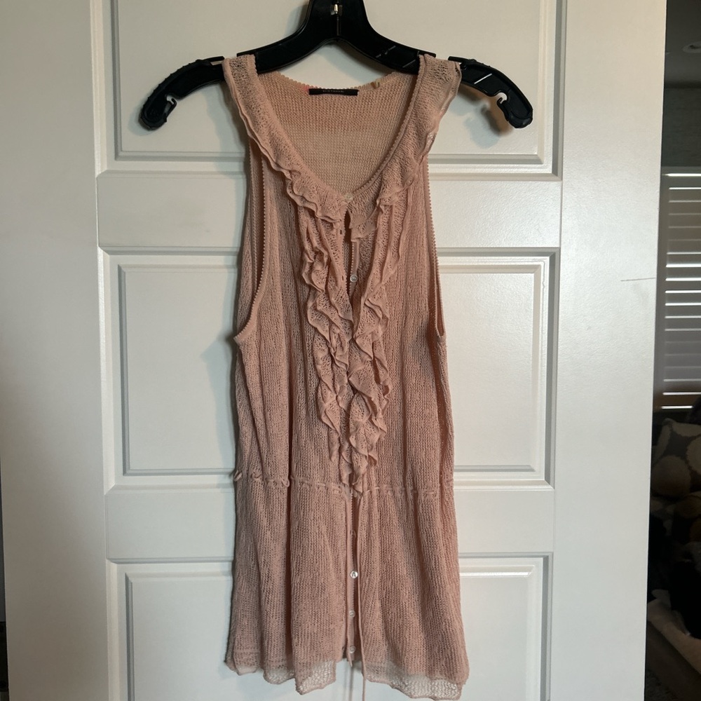 Women's Pink Ruffled Sleeveless Top
